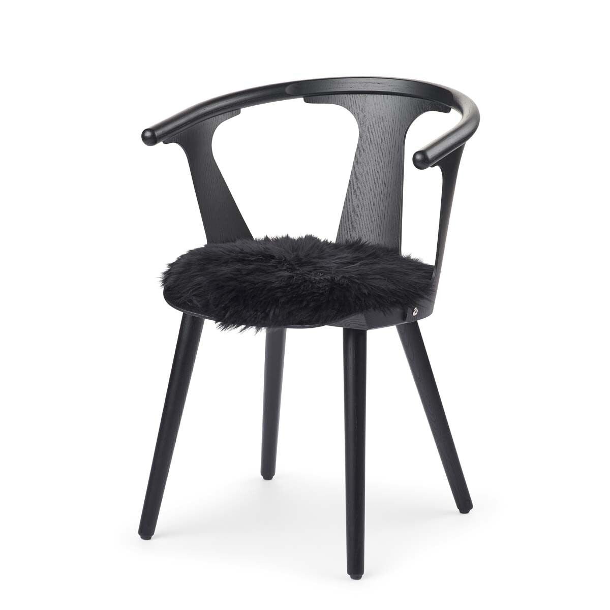 Premium Seat Cover | Long Wool | New Zealand | D34 cm Black