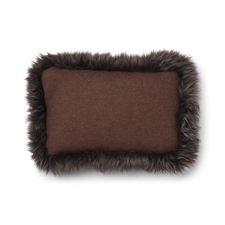 Wool Cushion | Long Wool trim  | 52x52 cm |34x52 cm Brown/Walnut
