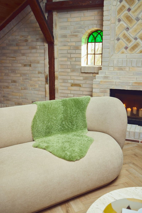 New Zealand Sheepskin | Short Curly Wool | Rug 100 cm Sage Green