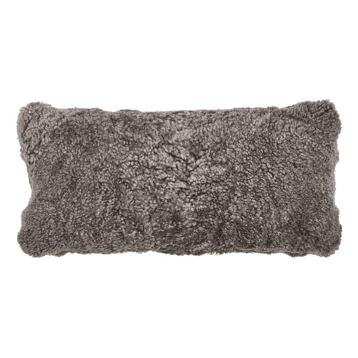 Short-Wool Sheepskin Cushion | Doublesided | 41x66 cm Graphite