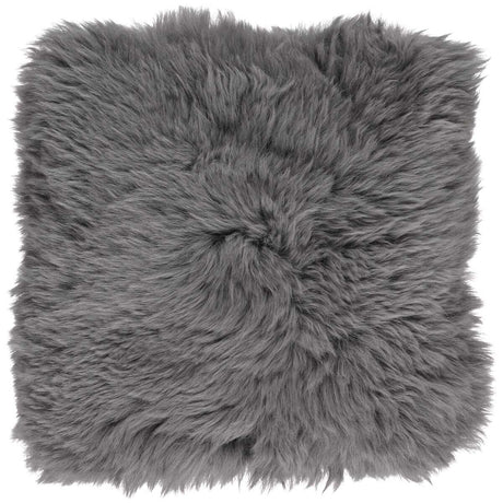 Long Wool Sheepskin Seat Cover | With Filling | 37x37 cm Steel
