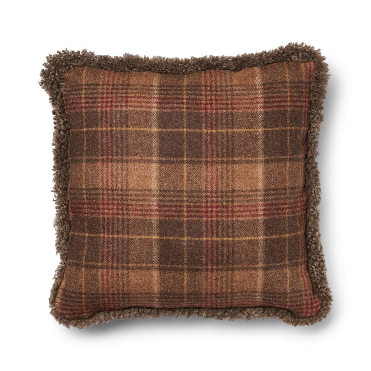 Wool Cushion Doublesided Short Wool trim 52x52 cm
