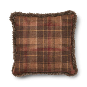 Wool Cushion | Doublesided | Short Wool trim | 52x52 cm Cocoa-Dark Brown/Taupe