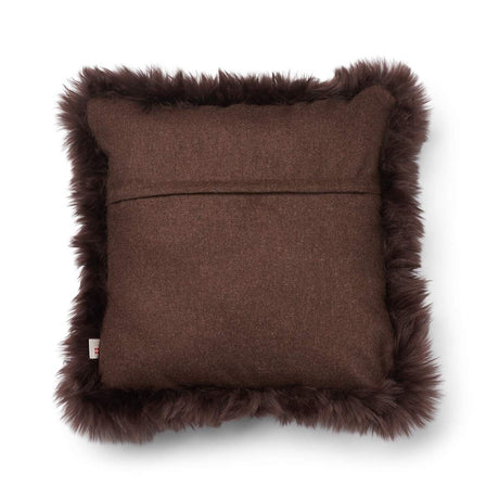 Wool Cushion | Long Wool trim  | 52x52 cm |34x52 cm Brown/Chocolate