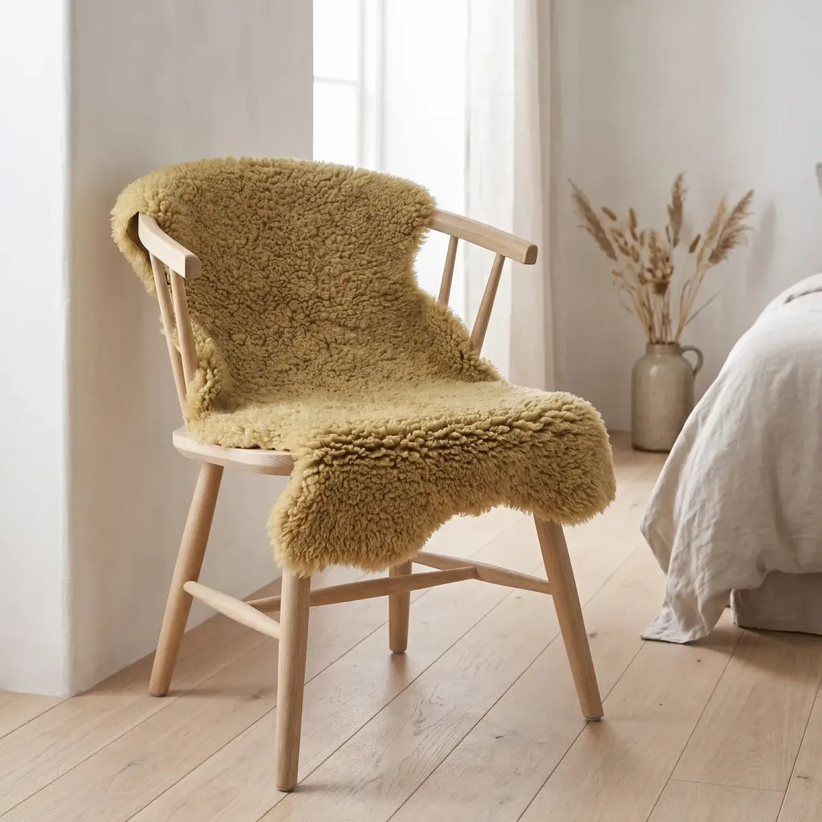 Back Country Sheepskin | New Zealand | Long Wool Curly | 90 cm Straw Yellow