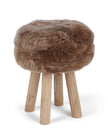 Theodor Stool + Cover | Oak Legs | New Zealand Sheepskin Taupe