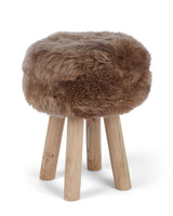 Theodor Stool + Cover | Oak Legs | New Zealand Sheepskin Taupe