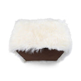 Long Wool Sheepskin Pouf Ivory