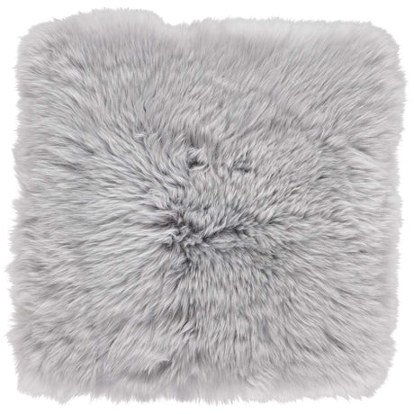 Long Wool Sheepskin Seat Cover | With Filling | 37x37 cm Light Grey