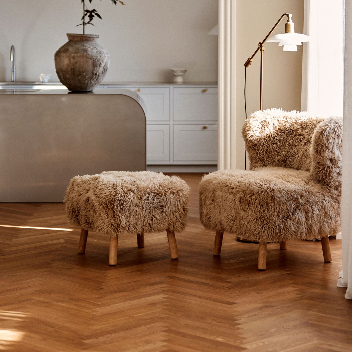 Emil Foot Rest | Long Wool Honey