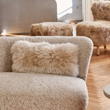 Long-Wool Sheepskin Cushion | 28x56 cm Black