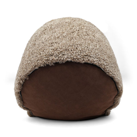 Short Wool Curly Sheepskin Pouf Sand
