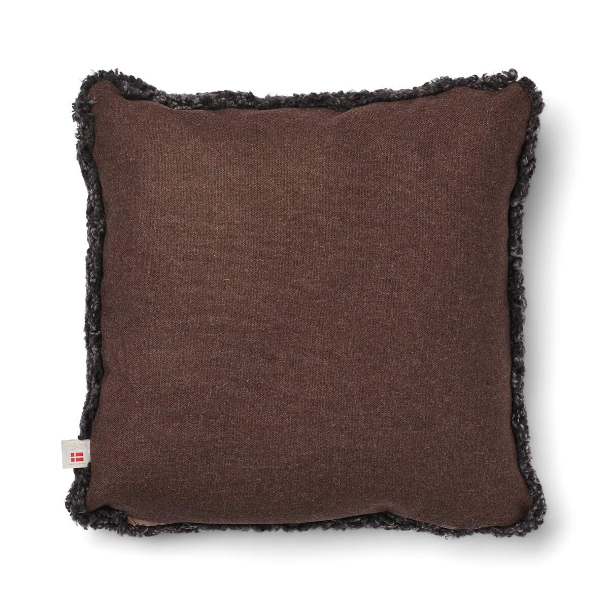 Short Wool Sheepskin Cushion | Two-sided |52x52 cm  | 34x52 cm  Brown/Cappuccino