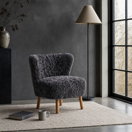 Emil Lounge Chair | Short Wool Anthracite