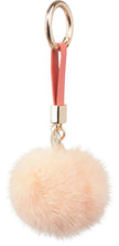Pom Pom Keyring Leather Strap Peach Pink