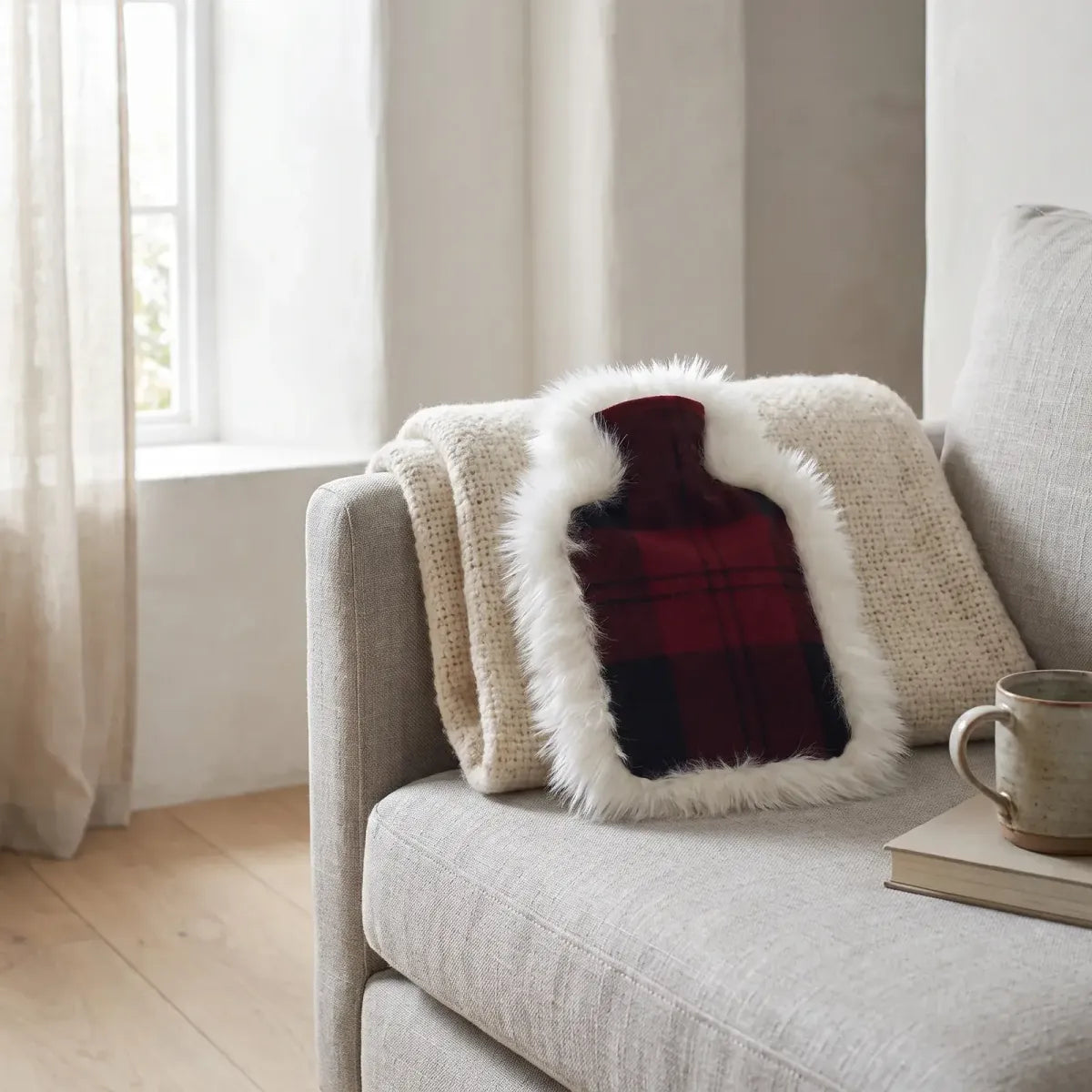 Hot Water Bottle | Sheepskin and Wool | 37x27 cm Lindsay Tartan/Ivory