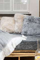 Long-Wool Sheepskin Cushion | 35x35 cm Linen