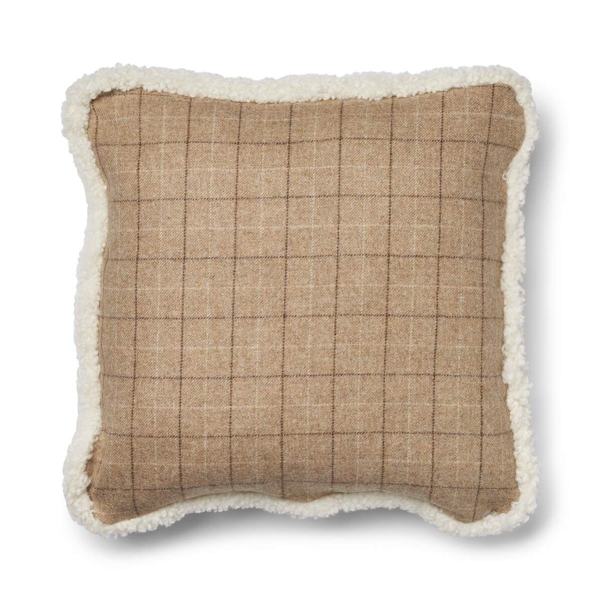 Wool Cushion | Doublesided | Short Wool trim | 52x52 cm | 34x52 cm Oatmeal-Beige/Ivory