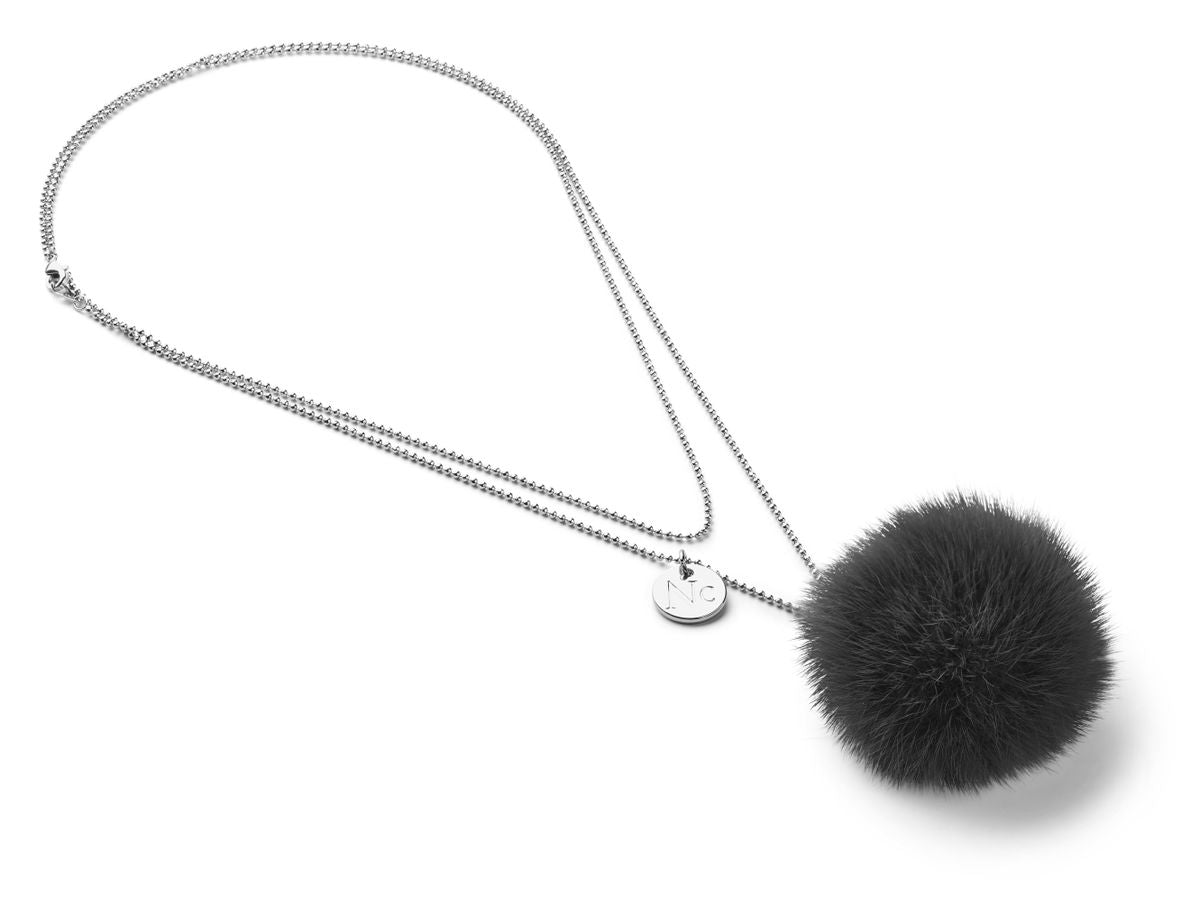 Necklace Pom Pom  Dark Grey