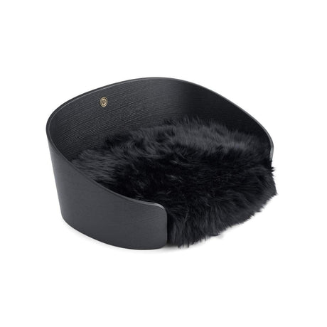 Pet Bed Black Oak/Black Sheepskin