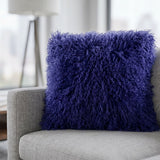 Mongolian Curly Cushion  Navy Blue