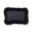 Wool Cushion | Long Wool trim  | 52x52 cm |34x52 cm Charcoal/Black