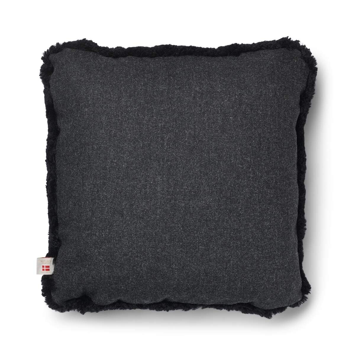 Short Wool Sheepskin Cushion | Two-sided |52x52 cm  | 34x52 cm  Charcoal/Black