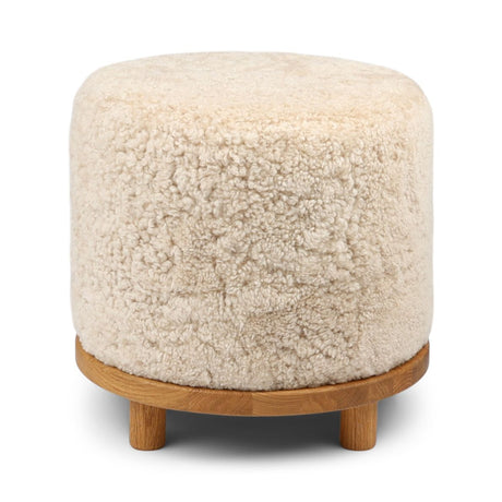 Simon Stool | Short Wool | D46xH42 cm Pearl