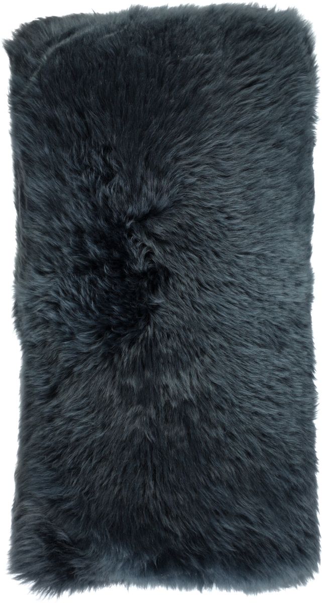 Long-Wool Sheepskin Cushion | 28x56 cm Navy