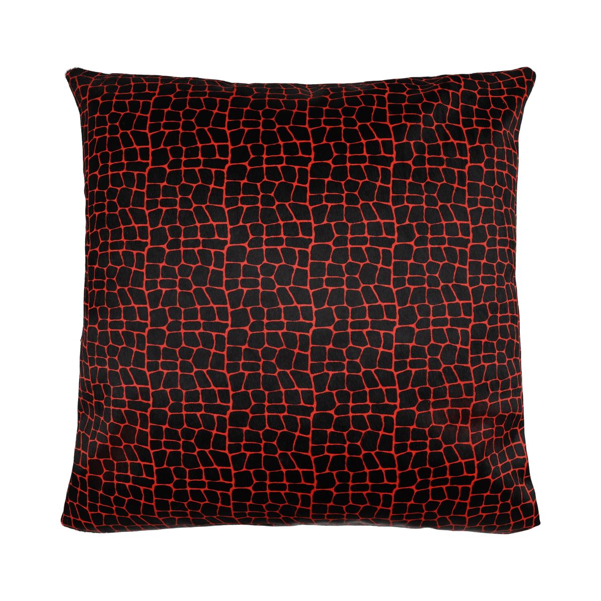 Premium Cowhide Cushion | Doublesided | Pattern  Red/Black Crocodile Print