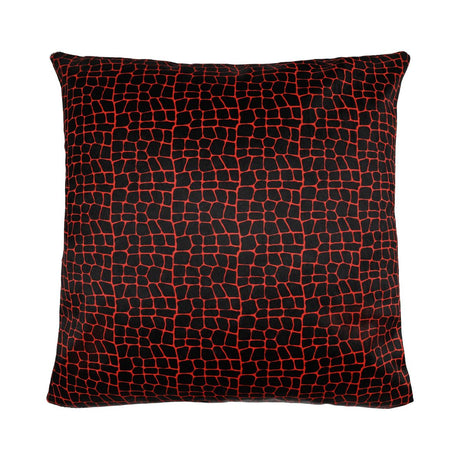 Premium Cowhide Cushion | Doublesided | Pattern  Red/Black Crocodile Print