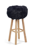 Long Wool Stool Cover | Ø35xH17 cm Black