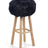 Theo Bar Stool + Cover | Oak Legs | New Zealand Sheepskin Black