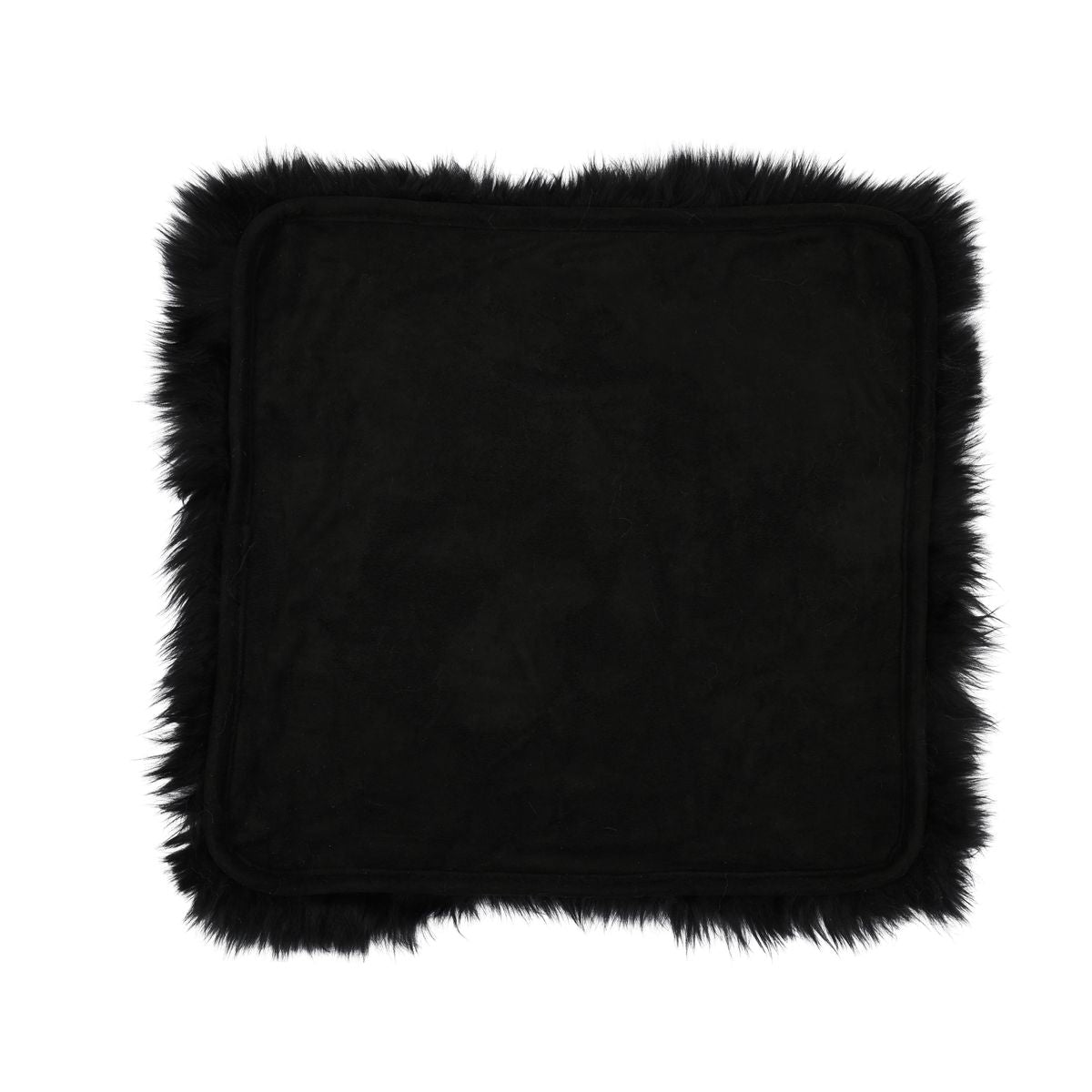 Seat Cover | With Backing | Long Wool | New Zealand | 40x40 cm Black