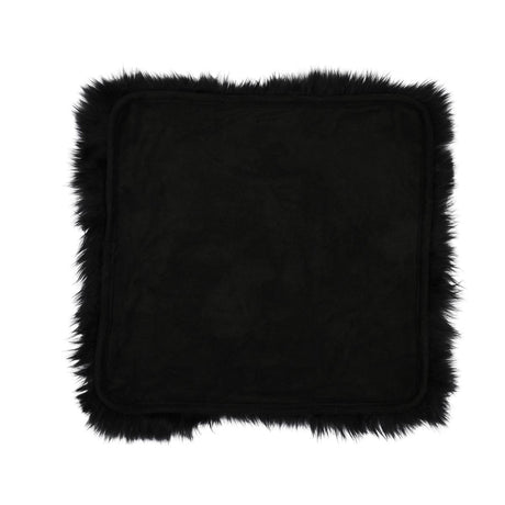 Seat Cover | With Backing | Long Wool | New Zealand | 40x40 cm Black
