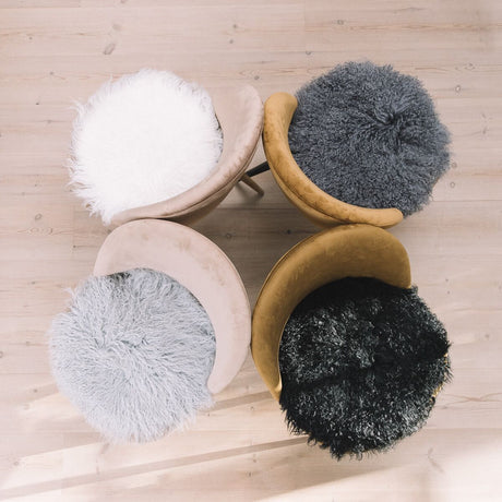 Seat Cover | Long Wool | ø34 cm Light Grey