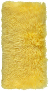 Long-Wool Sheepskin Cushion | 28x56 cm Lemon