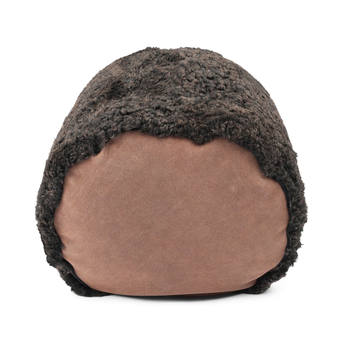 Short Wool Curly Sheepskin Pouf Chocolate