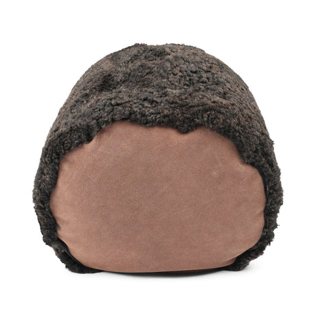 Short Wool Curly Sheepskin Pouf Chocolate