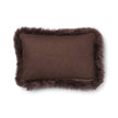 Wool Cushion | Long Wool trim  | 52x52 cm |34x52 cm Brown/Chocolate