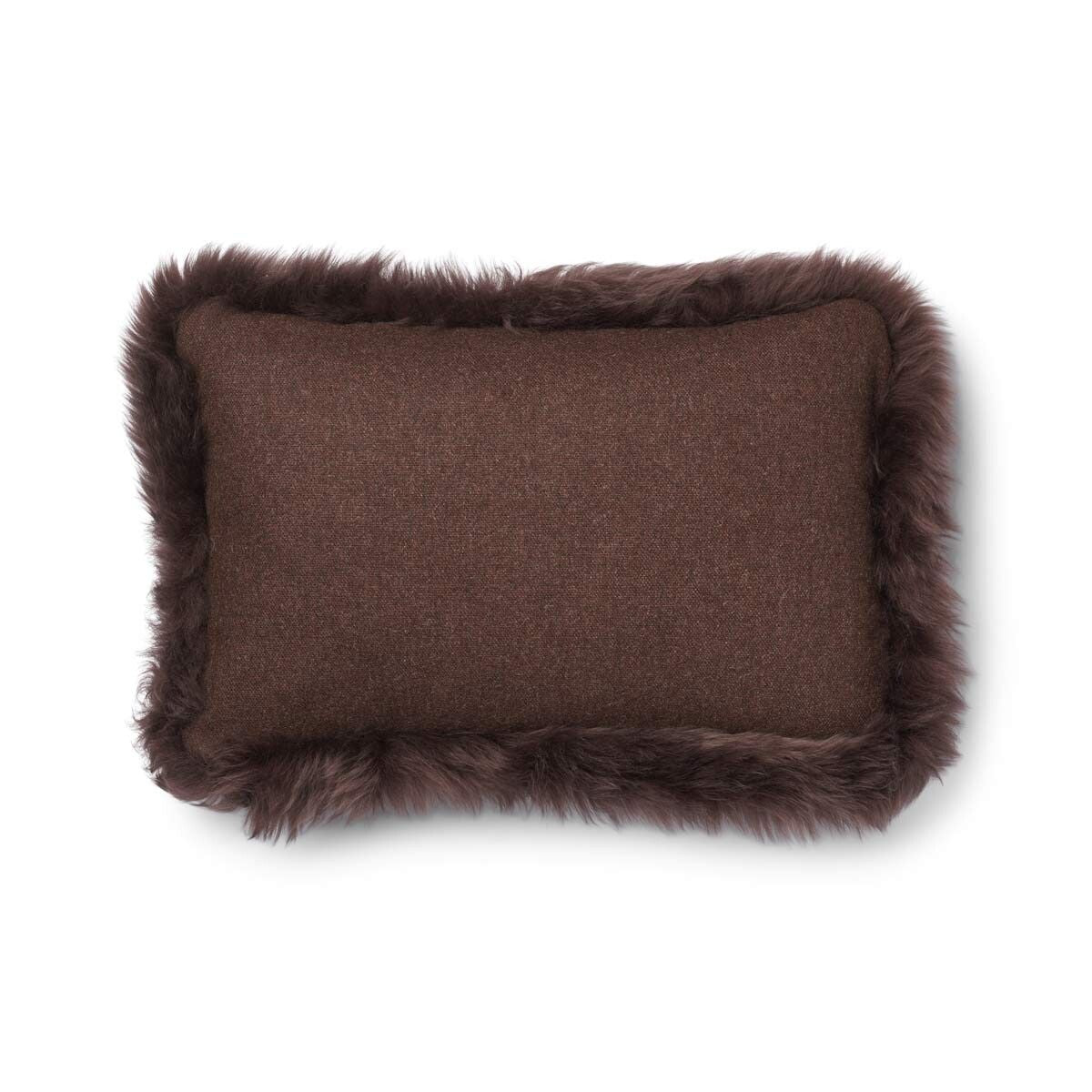 Wool Cushion | Long Wool trim  | 52x52 cm |34x52 cm Brown/Chocolate