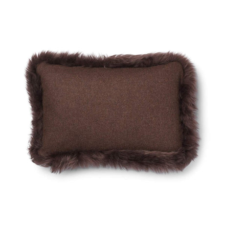 Wool Cushion | Long Wool trim  | 52x52 cm |34x52 cm Brown/Chocolate