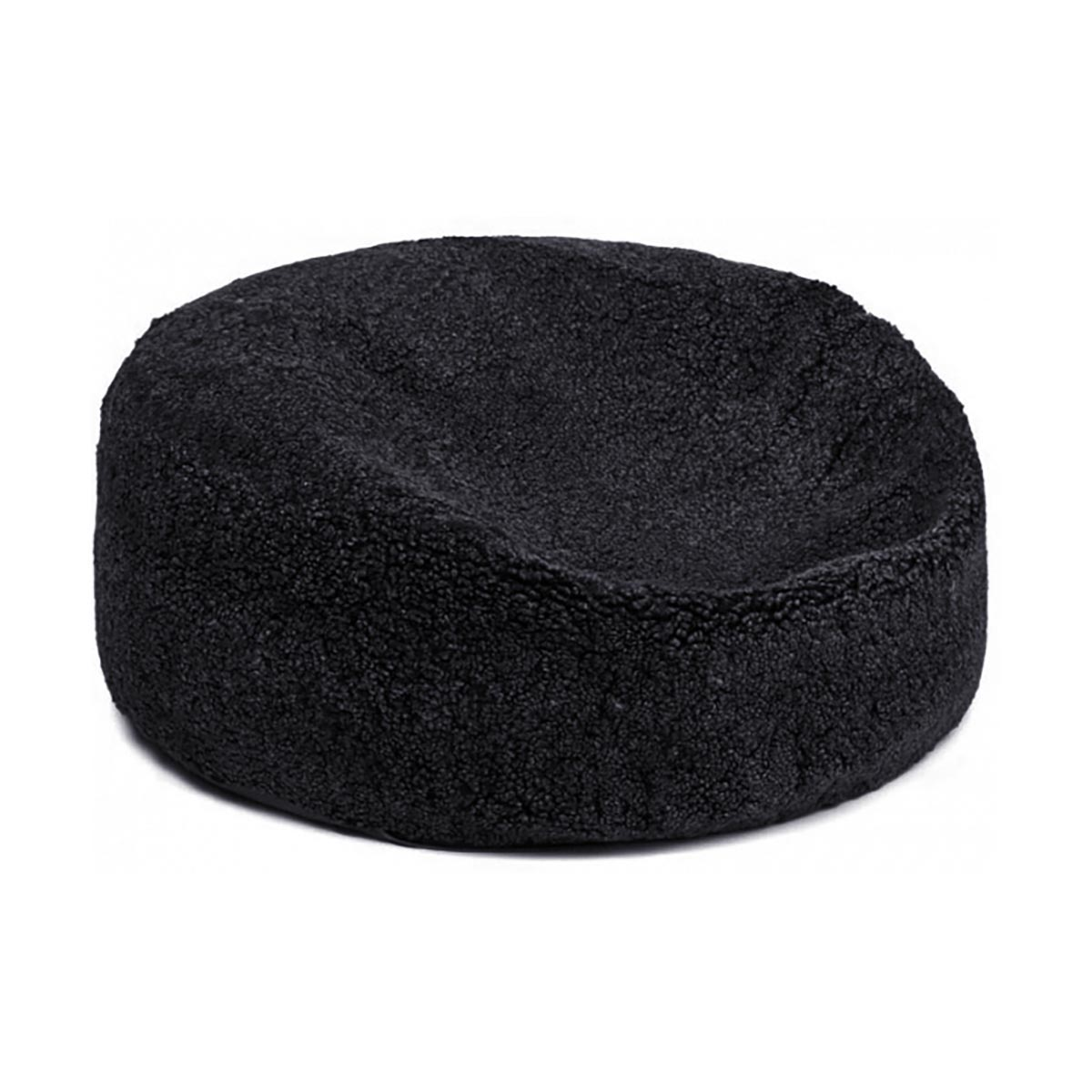 Round Sheepskin Bean Bag | Short Wool | Ø75 cm Black