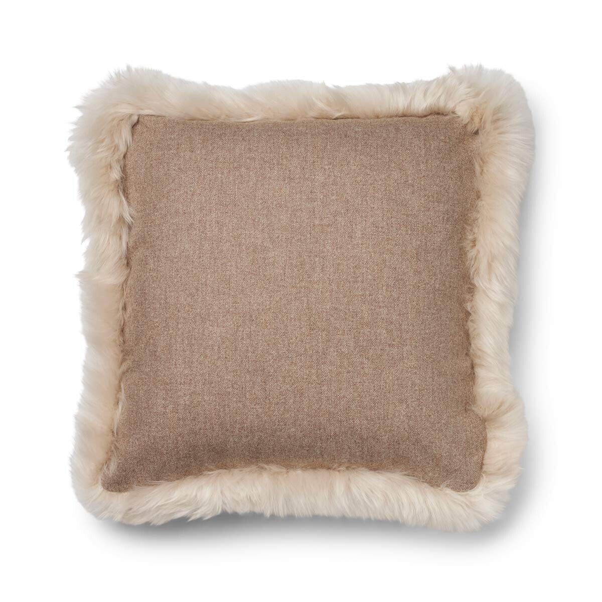 Wool Cushion | Long Wool trim  | 52x52 cm |34x52 cm Beige/Linen