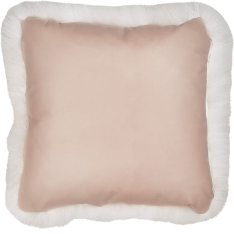 Long-Wool Sheepskin Cushion | LW | Leather backing | 50x50 cm Ivory
