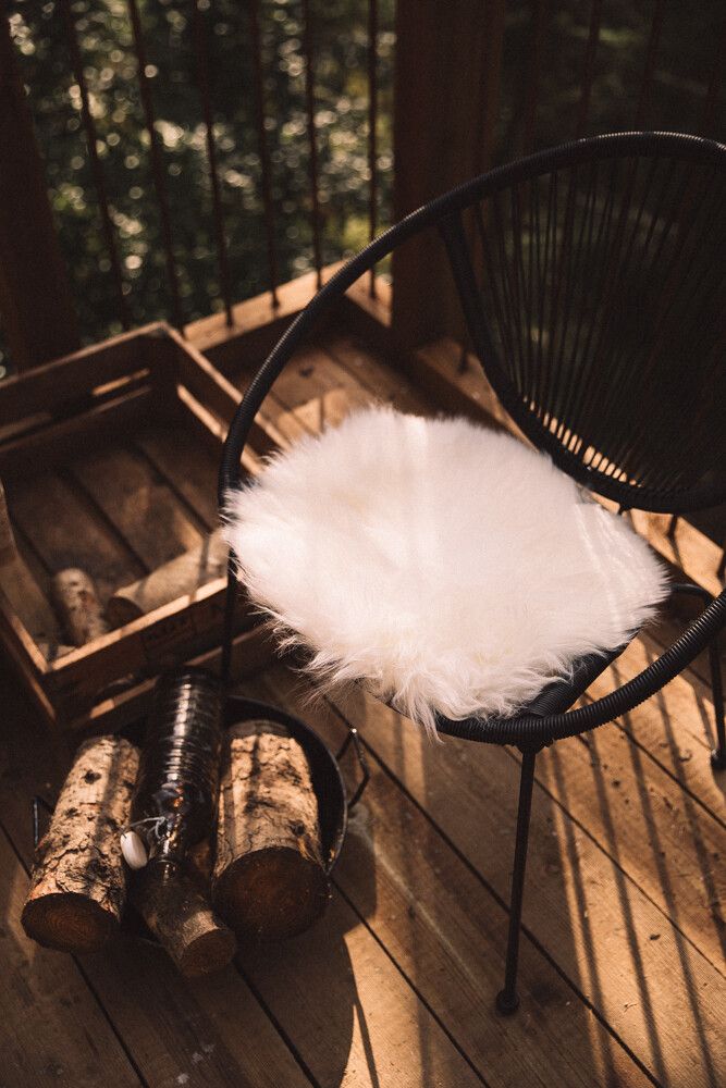 Premium Seat Cover | Long Wool | New Zealand | D34 cm Ivory