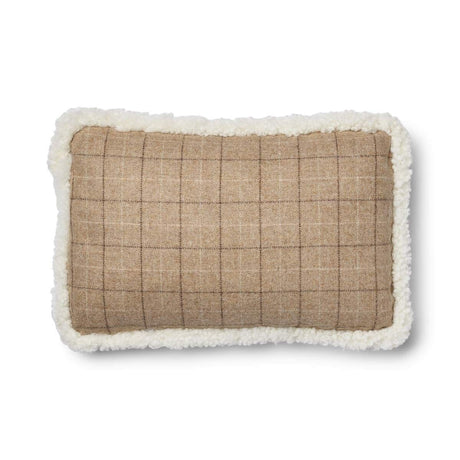 Wool Cushion Rectangular | Doublesided | Short Wool trim | 34x52 cm Oatmeal-Beige/Ivory