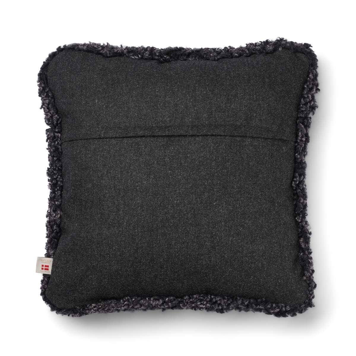 Short-Wool Sheepskin Cushion | SW trim | 52x52 cm | 34x52 cm Charcoal/Anthracite