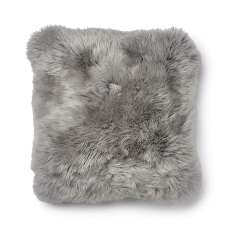 Long Wool Sheepskin Cushion | 52x52 cm Stone/Light Grey