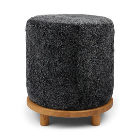 Simon Stool | Short Wool | D46xH52 cm Anthracite